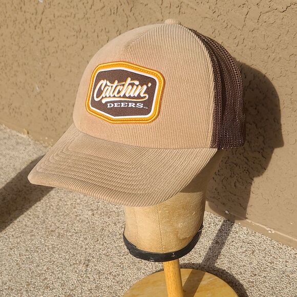 CATCHIN’ DEERS HAT CAP HUNTING BROWN/TAN CORDUROY/MESH Grunge SNAPBACK - Picture 1 of 4